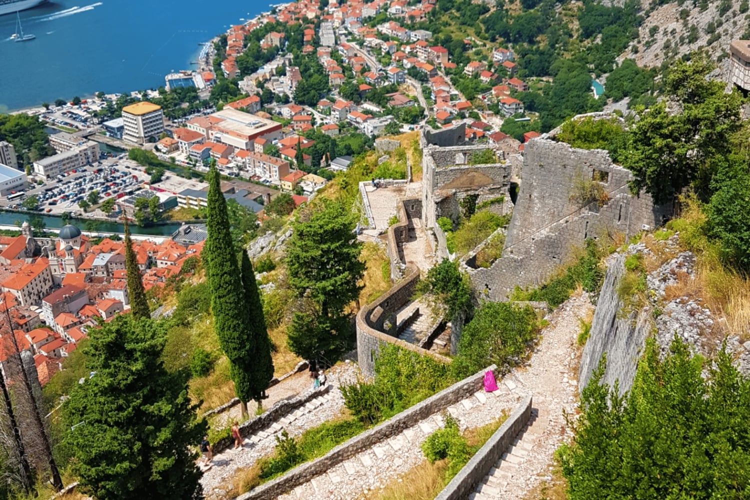 Hiking downhill Krstac to Kotor, visit San Giovanni fortress