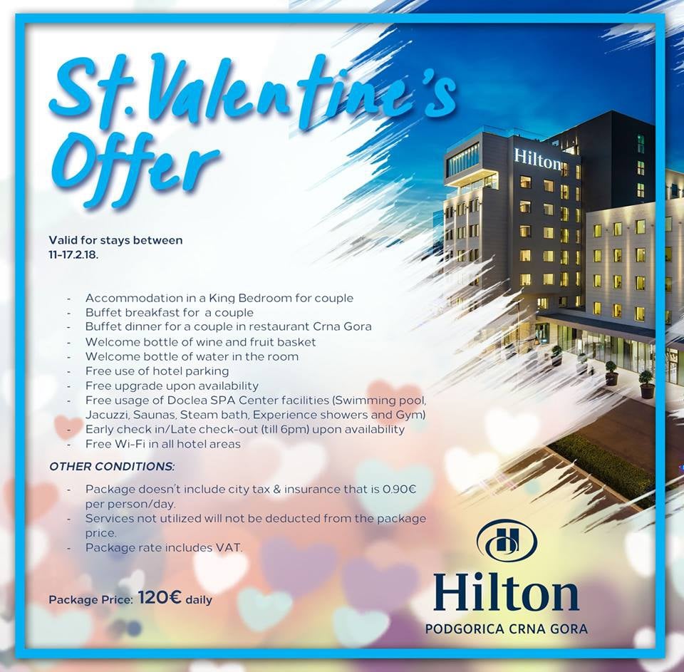 Special Offer for St. Valentine's Day at Hilton Podgorica