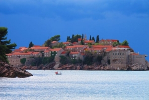 View over Sveti Stefan from Villa Milocer