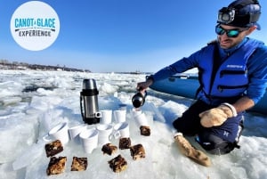 Quebec City: Ice Canoeing with Hot Chocolate & Sauna