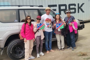swakopmund city tour dune 7 pink lake pink flamingos
