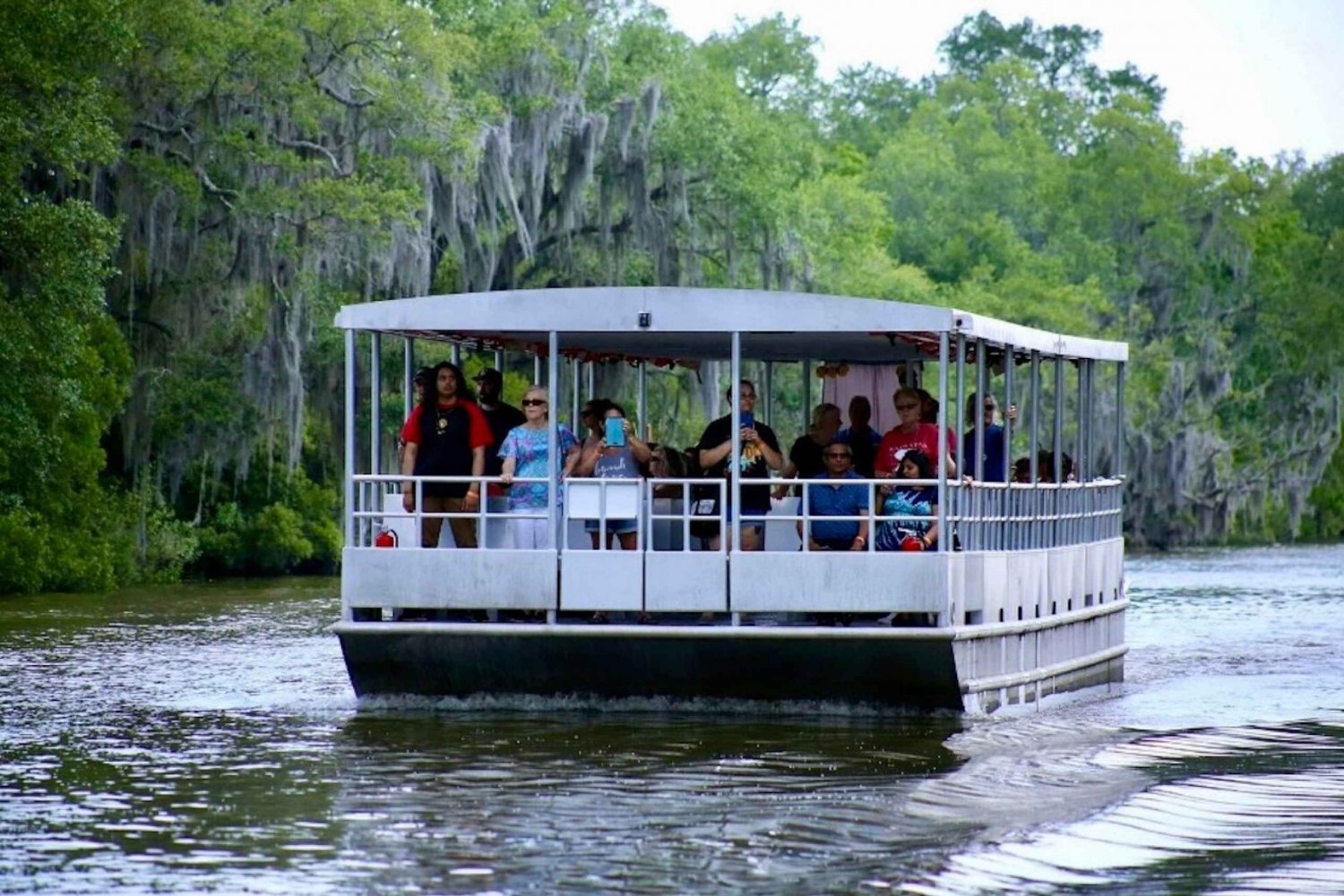 Nova Orleans: passeio pelo pântano em barco pontão coberto