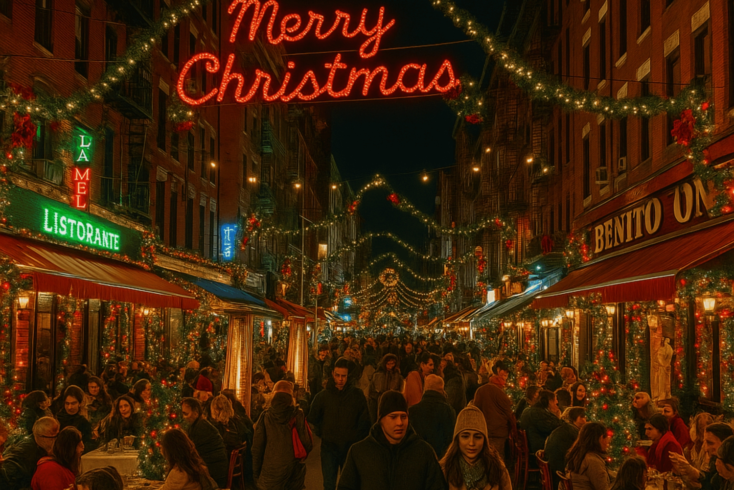 Nueva York: Tour navideño por Little Italy con cena italiana