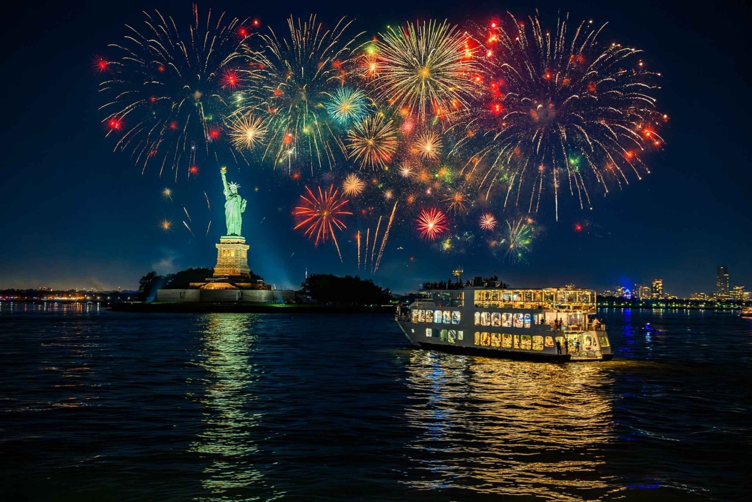 NYE Fireworks Cruise - 5-Course Dinner, Music + Open Bar