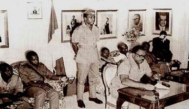 General Aguyi-Ironsi making his first speech as the military head of state