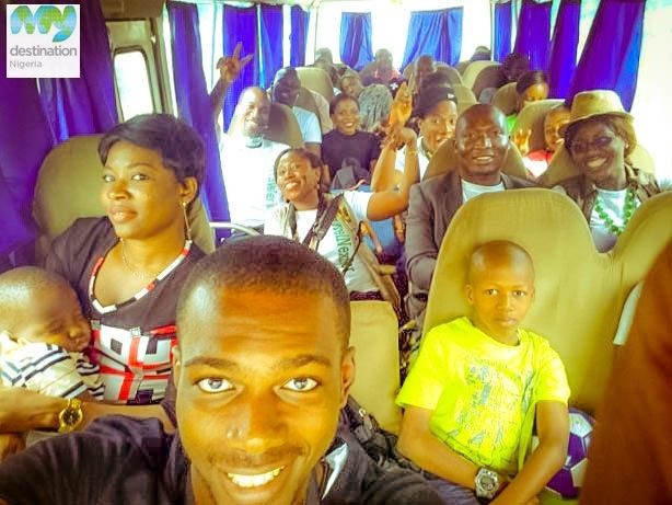 Tourist filled bus on the way to Badagry