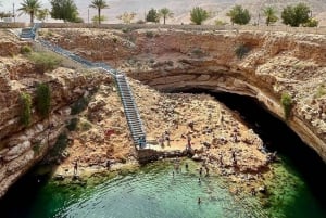 Depuis Mascate : Grande Mosquée-Wadi Shab-plage des palmes et gouffre