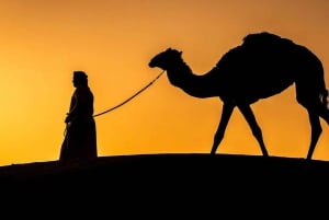 Pôr do sol no deserto com pick up