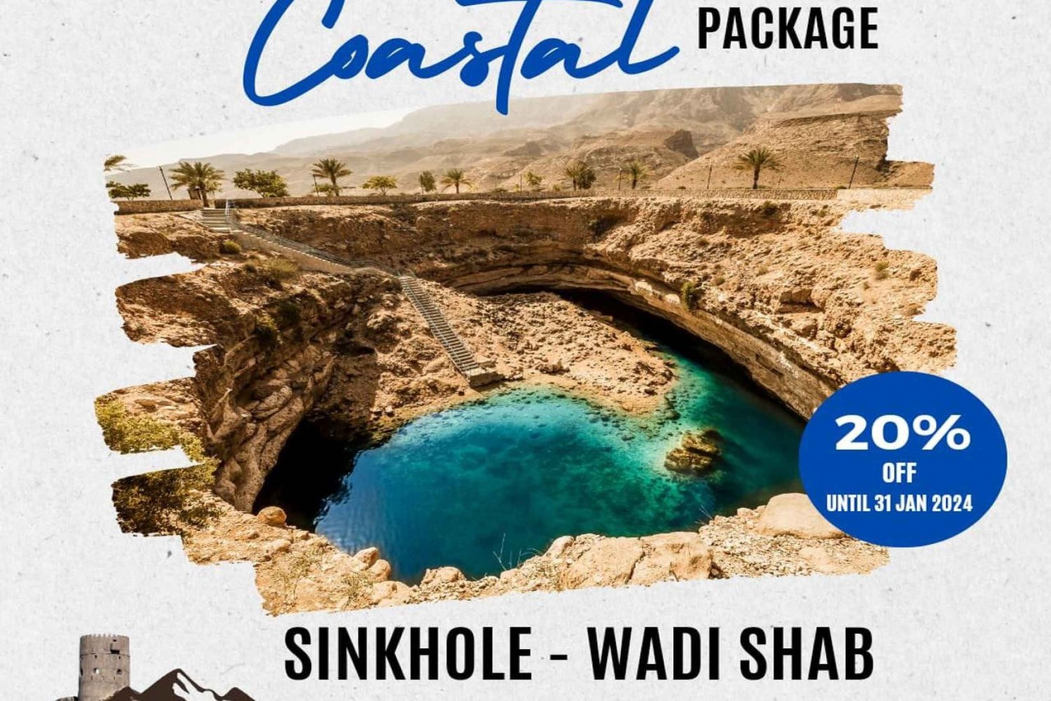 WADI SHAB - SINKHOLE: TOUR DI UN GIORNO CON LE BELLEZZE DELLA COSTA A MUSCAT