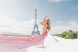 パリエッフェル塔のグラマーな写真撮影とドレスのオプション