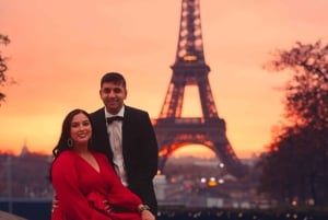 Parijs: fotoshoot bij de Eiffeltoren en het Louvre (hoogwaardige bewerkingen)
