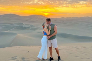 Huacachina: Sandboarding/Sandskiing-upplevelse vid solnedgången på galna buggy
