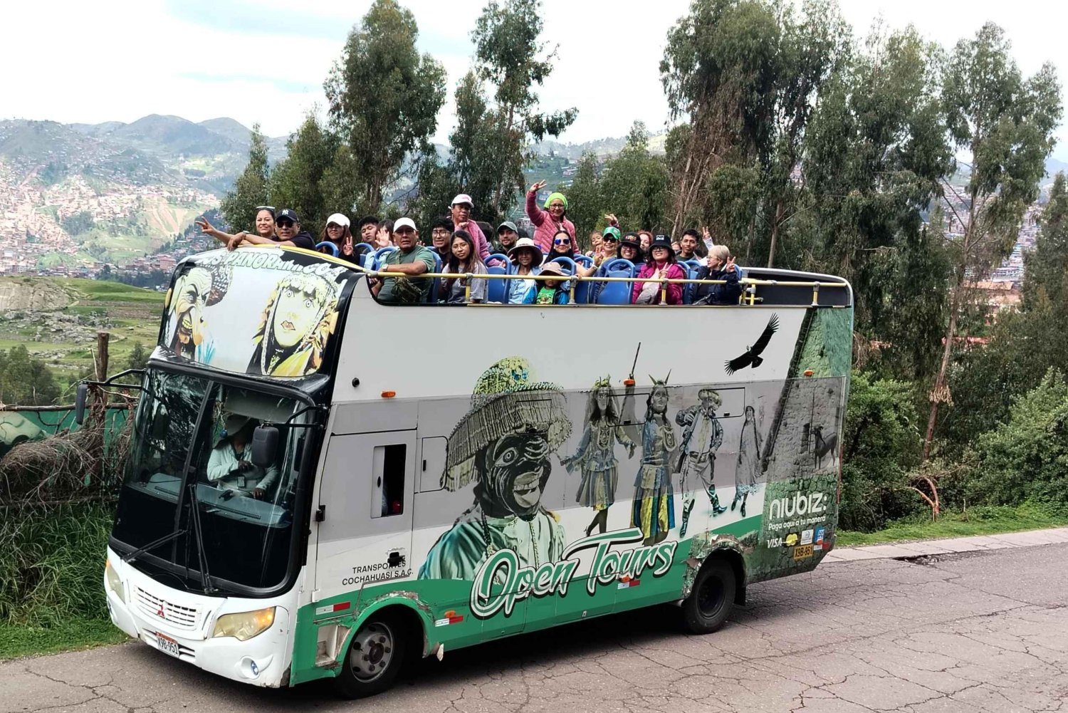 Öppen buss i Cusco, 3 timmars tur med panoramautsikt.