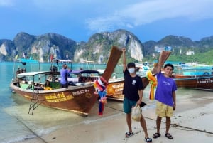 Depuis Phuket : Transfert à Krabi avec tour en bateau à longue queue à Phi Phi