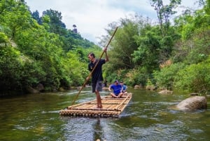 Khaolak: Elephant Interaction in Sanctuary with Bamboo Raft