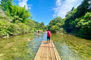 Khaolak: Elephant Interaction in Sanctuary with Bamboo Raft