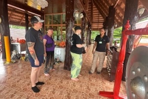 Khaolak: Elephant Interaction in Sanctuary with Bamboo Raft