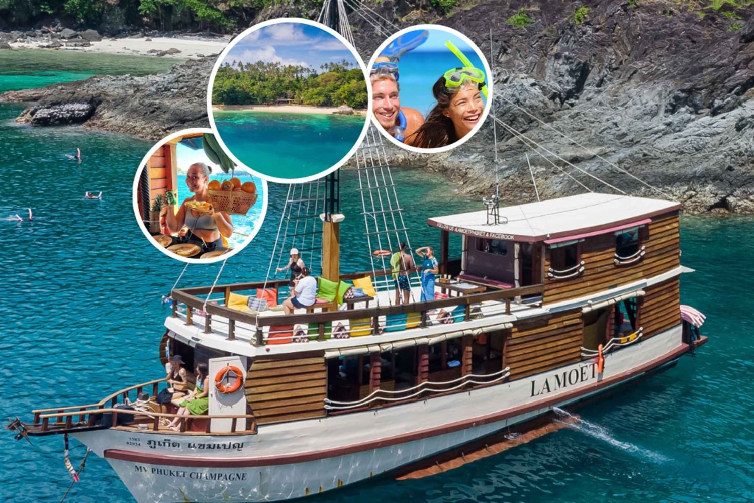 Phuket: Dagsudflugt med frokost i traditionel båd