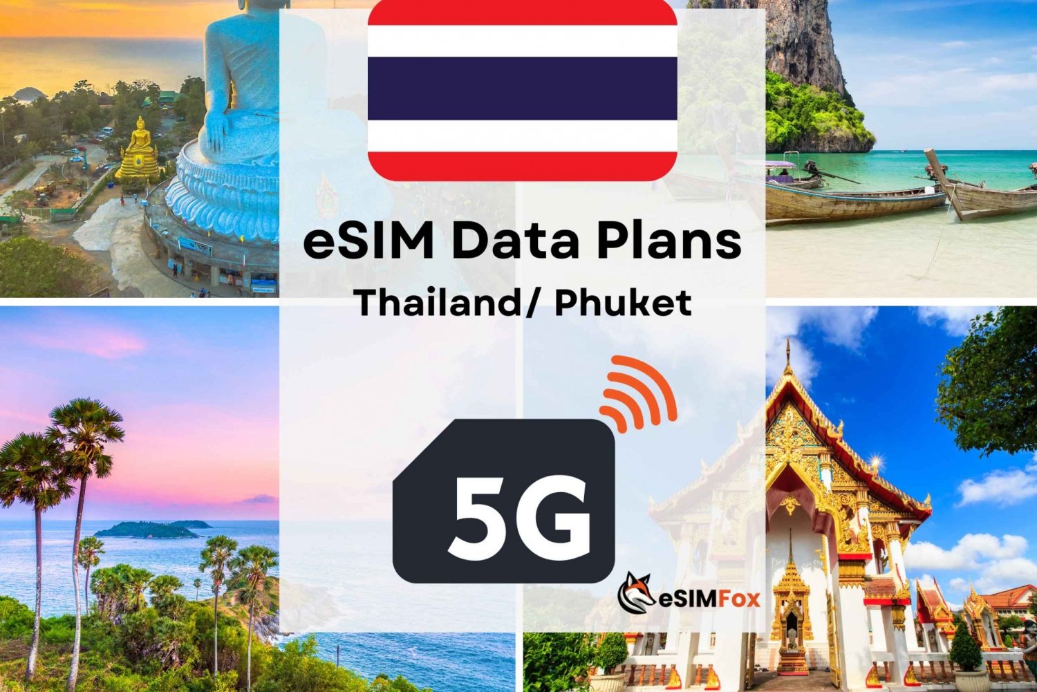 Phuket: Plano de dados de Internet eSIM para a Tailândia 4G/5G