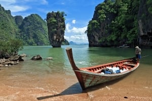 Phuket: James Bond Island med langhalet båd og abetempel