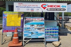 푸켓 코야오를 경유하여 아오낭 또는 레일레이로 가는 스피드 보트 이동