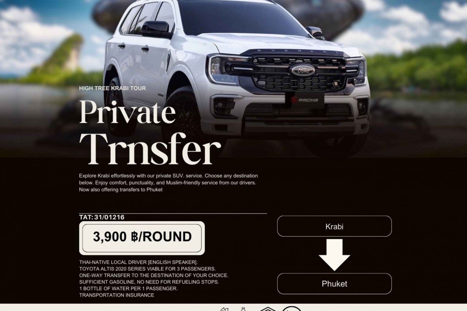 Prywatny transfer SUV: W jedną stronę z Krabi do Phuket
