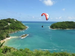 Paraglidiing over the Cape Phromthep/Nai Harn area