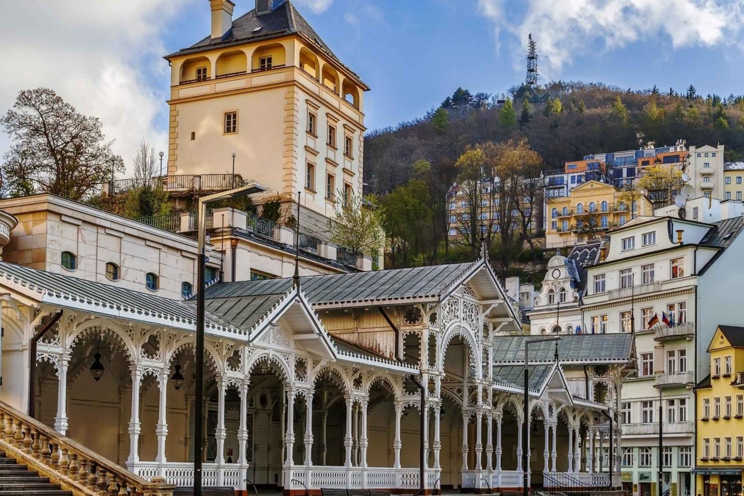Famous Spa town Karlovy Vary & castle Loket from Prague