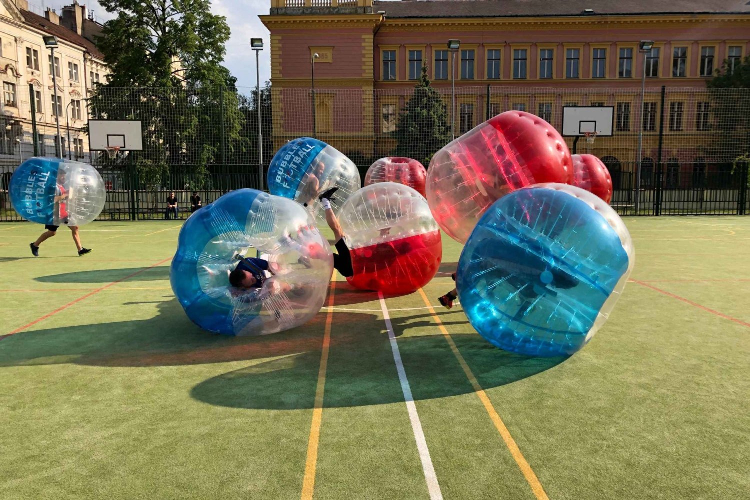 Prague: Bubbles football in city centre of Prague