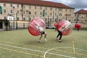 Prague: Bubbles football in city centre of Prague