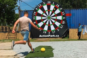 Prague: Giant Football Darts Game with Round of Beers & BBQ