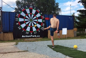 Prague: Giant Football Darts Game with Round of Beers & BBQ
