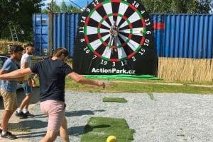 Prague: Giant Football Darts Game with Round of Beers & BBQ