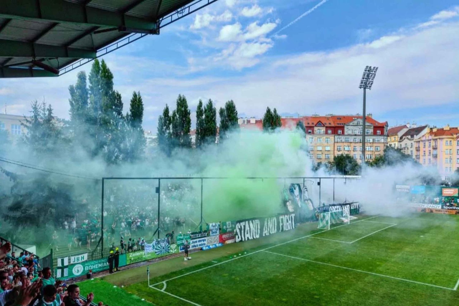 Prague Underground Football Match with Beer and Local Fan