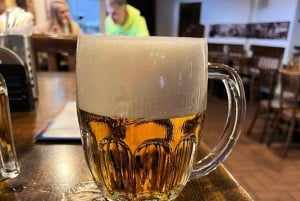 Prague Underground Football Match with Beer and Local Fan