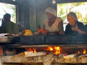 Preparing local delicacies in Piñones, Puerto Rico
