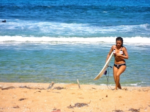 Surfer at Aviones Beach, Piñones, Puerto Rico