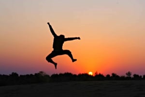 Lycklig halvdags kamelsafari med solnedgång och musikalisk kväll