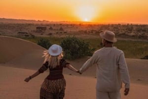 Bezienswaardigheden in Jaislamer met zonsondergang, kameel- en woestijnsafari