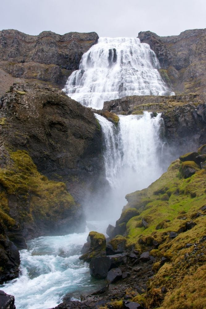 Dynjandi is a magnificent waterfall in the West Fjords of Iceland