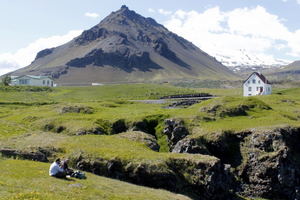 Mt. Stapafell, by Arnarstapi is an impressive sight surrounded by cool rock formations.