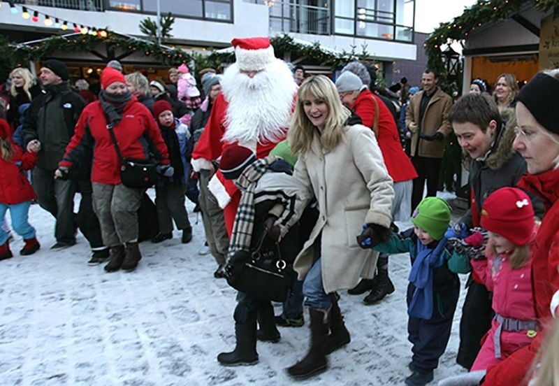 Santa Clause/Yule Lad entertaining children at the Christmas Village in Reykjavik