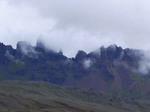 Dramatic Mountains outside Akureyri City, Iceland