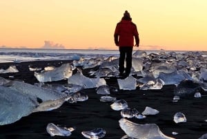 Excursão exclusiva de um dia à Diamond Beach e à geleira Jökulsárlón