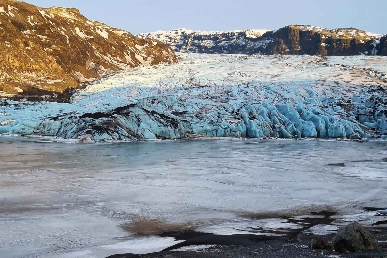 Caminhada no Glaciar, Costa Sul da Islândia, Praia Negra e Lagoa do Céu