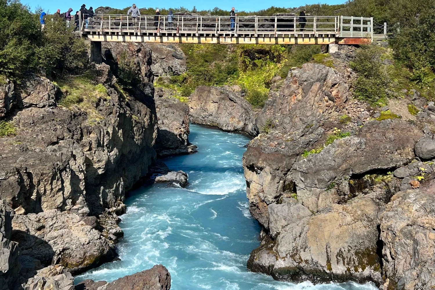 Hraunfossar, Barnafoss+Hvamsvik hot spring Private Tour