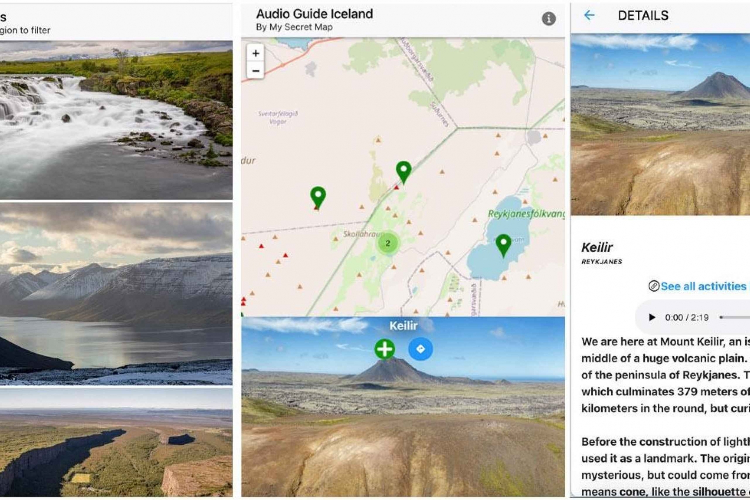 IJsland: Audiogids, Interactieve kaart 200 plekken ++