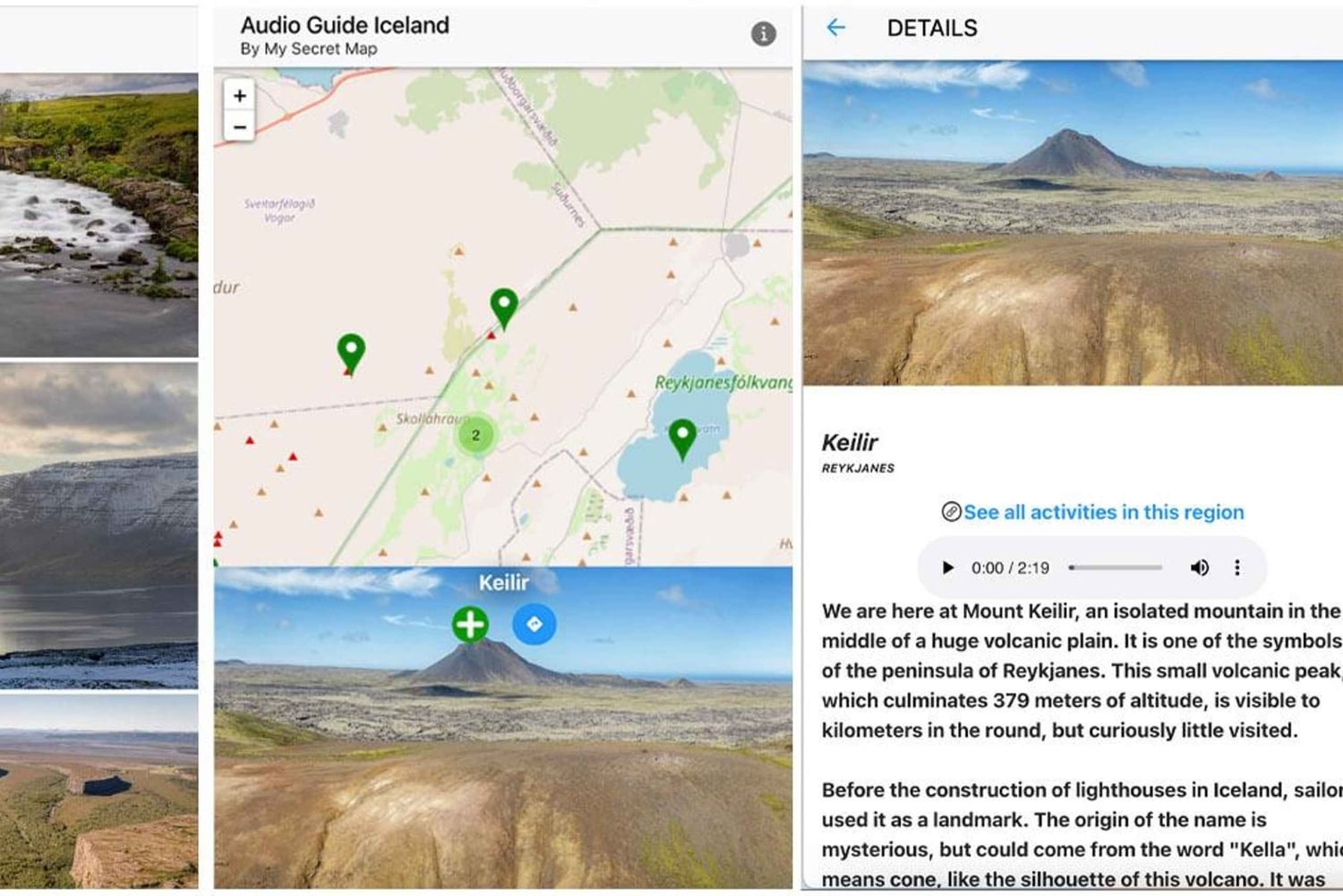 IJsland: Audiogids, Interactieve kaart 200 plekken ++