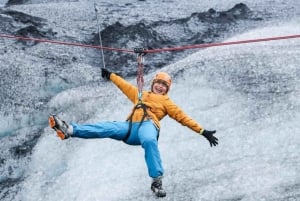 Island: Zip-line-tur på glaciärer med vandring eller besök i isgrotta