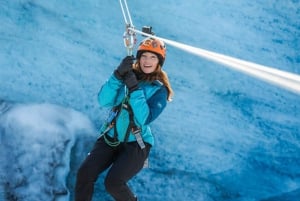 Island: Zip-line-tur på glaciärer med vandring eller besök i isgrotta